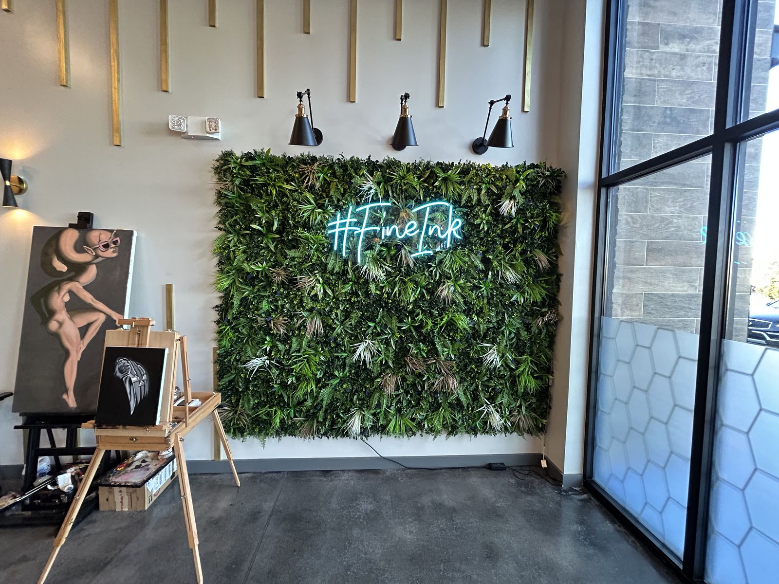 The #FineInk living wall at Fine Ink Studios Dr. Phillips